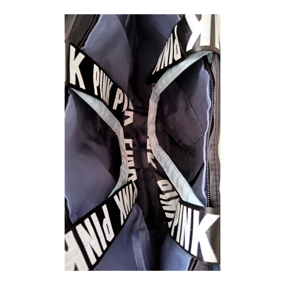 PINK... Spacious Light Blue and Black Tote Bag. - Picture 7 of 10